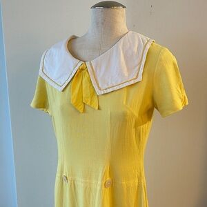 Vintage Yellow Dress with White Nautical Collar